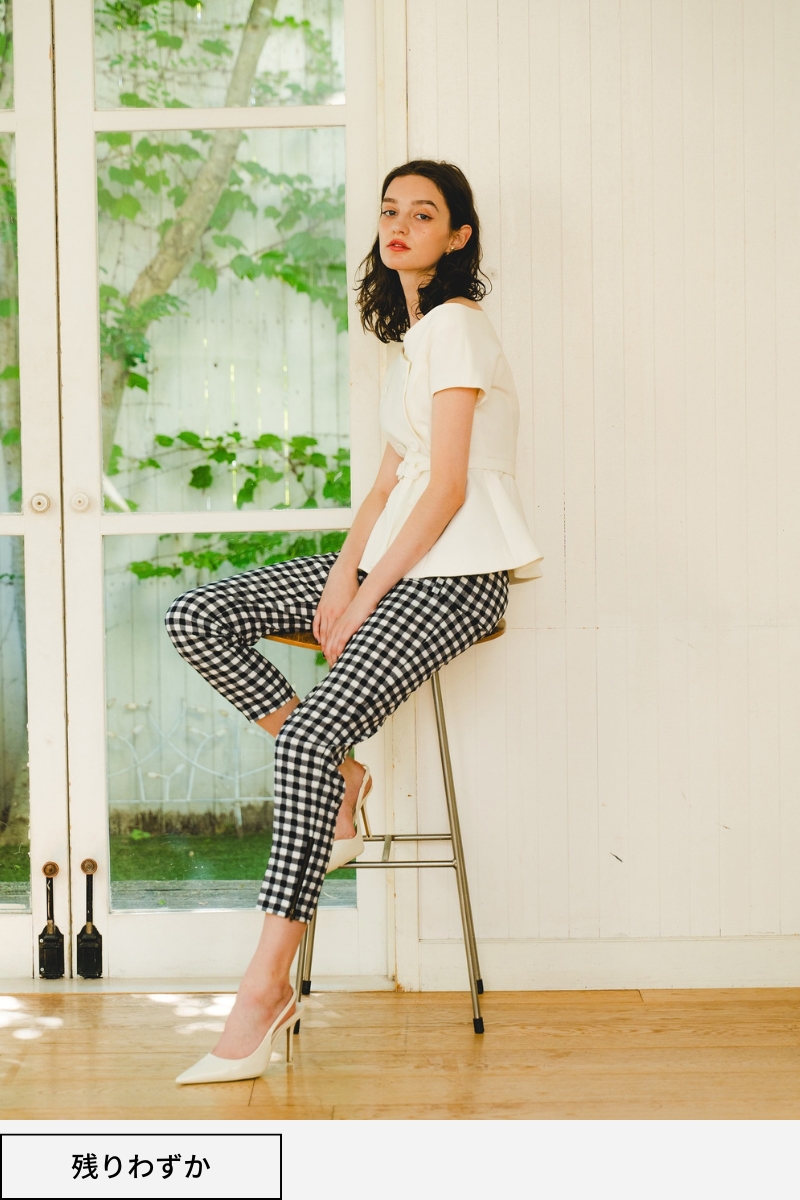 gingham tapered pants